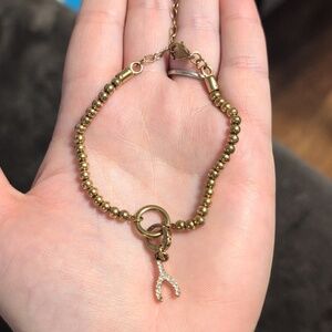 FOSSIL Gold Bead Charm Bracelet, Authentic